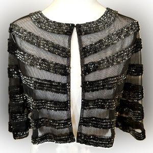 Sheer Black Bolero Evening Jacket, Size M